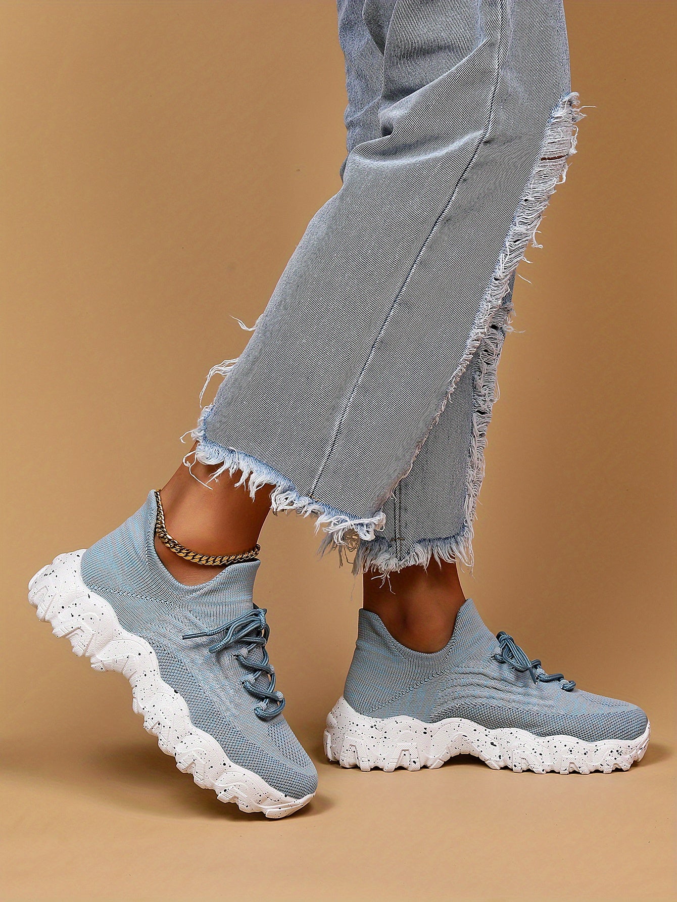 Women'S Casual Sports Sneakers, Striped Low Top Slip-On Shoes with Round Toe, Non-Slip Rubber Sole, Fabric Upper & Inner, All-Season Spring Footwear