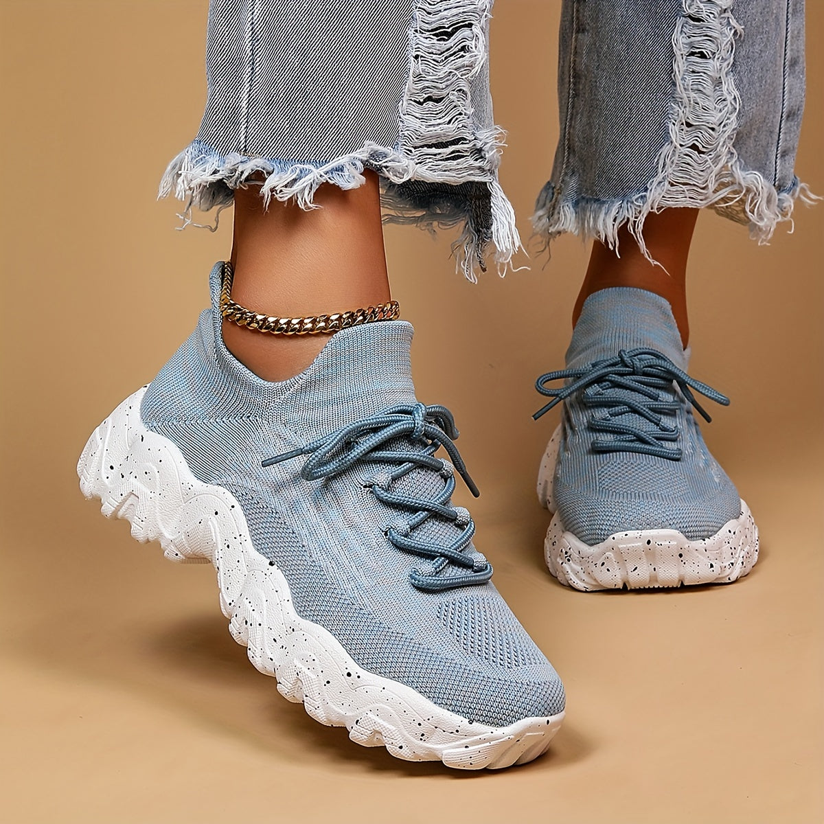 Women'S Casual Sports Sneakers, Striped Low Top Slip-On Shoes with Round Toe, Non-Slip Rubber Sole, Fabric Upper & Inner, All-Season Spring Footwear