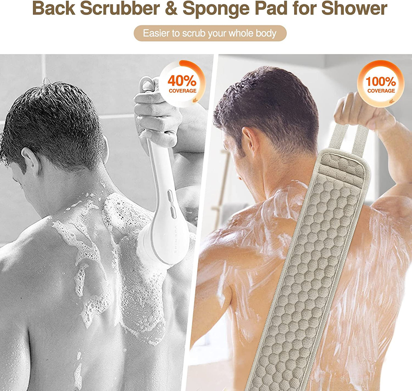 Deep Cleansing Back Scrubber for Men and Women - Exfoliates and Relaxes Your Body in the Shower or Bath