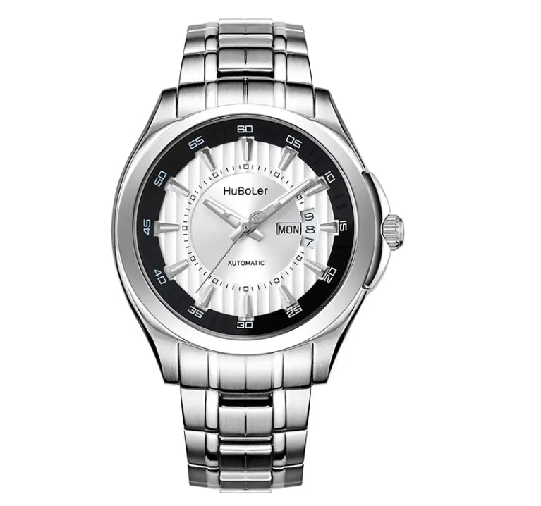 HANBORO Men's 41mm Stainless Steel Diver Mechanical Watch Fully Automatic Sapphire Case Glass Dial Window Business Style 22mm