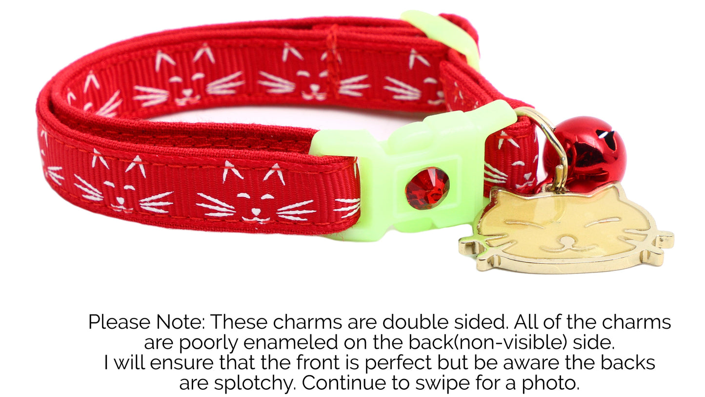 Glowing Cat Faces Breakaway Cat Collar-35