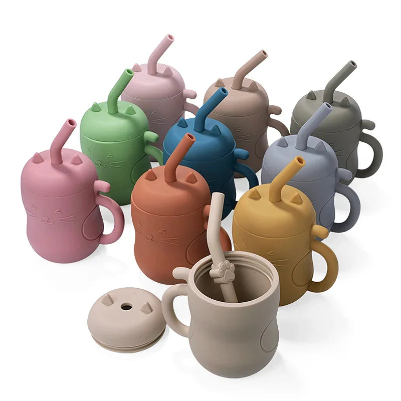 Silicone Straw Water Bottle for children multivariant-1