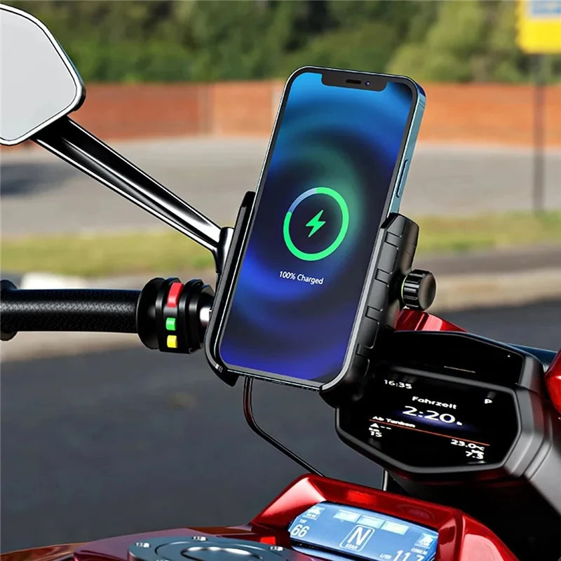 Wireless Charger Motorcycle Phone Holder Moto Motorbike Mirror Mobile Stand Support USB Fast Charging Cellphone Handlebar Mount