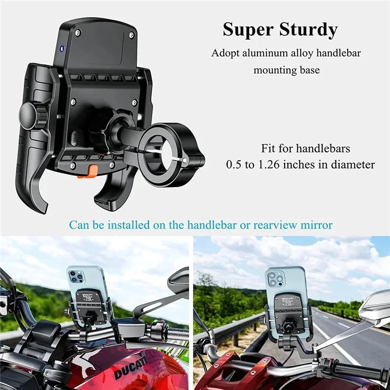 Wireless Charger Motorcycle Phone Holder Moto Motorbike Mirror Mobile Stand Support USB Fast Charging Cellphone Handlebar Mount