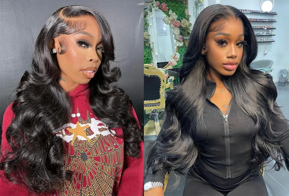 13x6 Hd Transparent Lace Frontal Wigs 100% Brazilian Human Hair Wig Loose Body Wave Black 40 Inch High Density Choice For Women