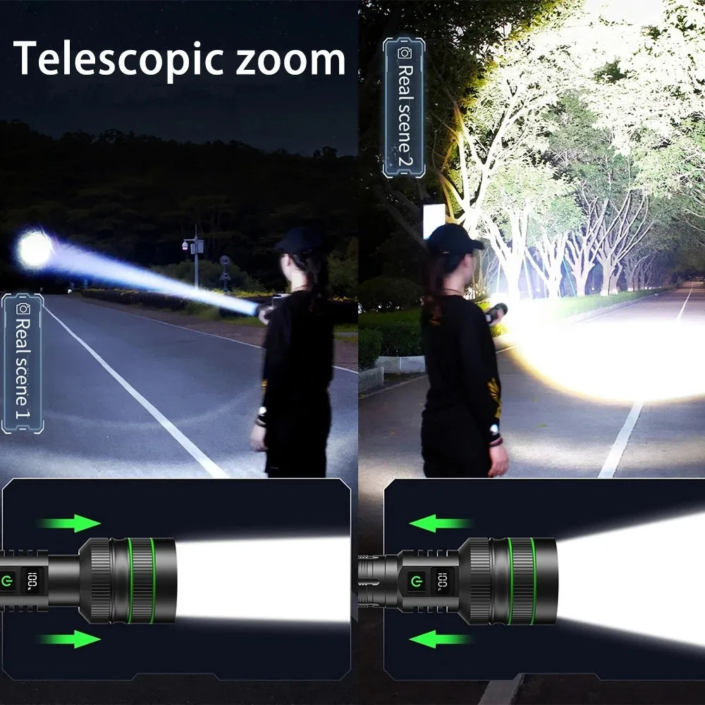 Strong Light Lantern High Power LED Flashlight USB Rechargeable Powerful Tactical Torch Super Long Range Lamp Outdoor Fishing
