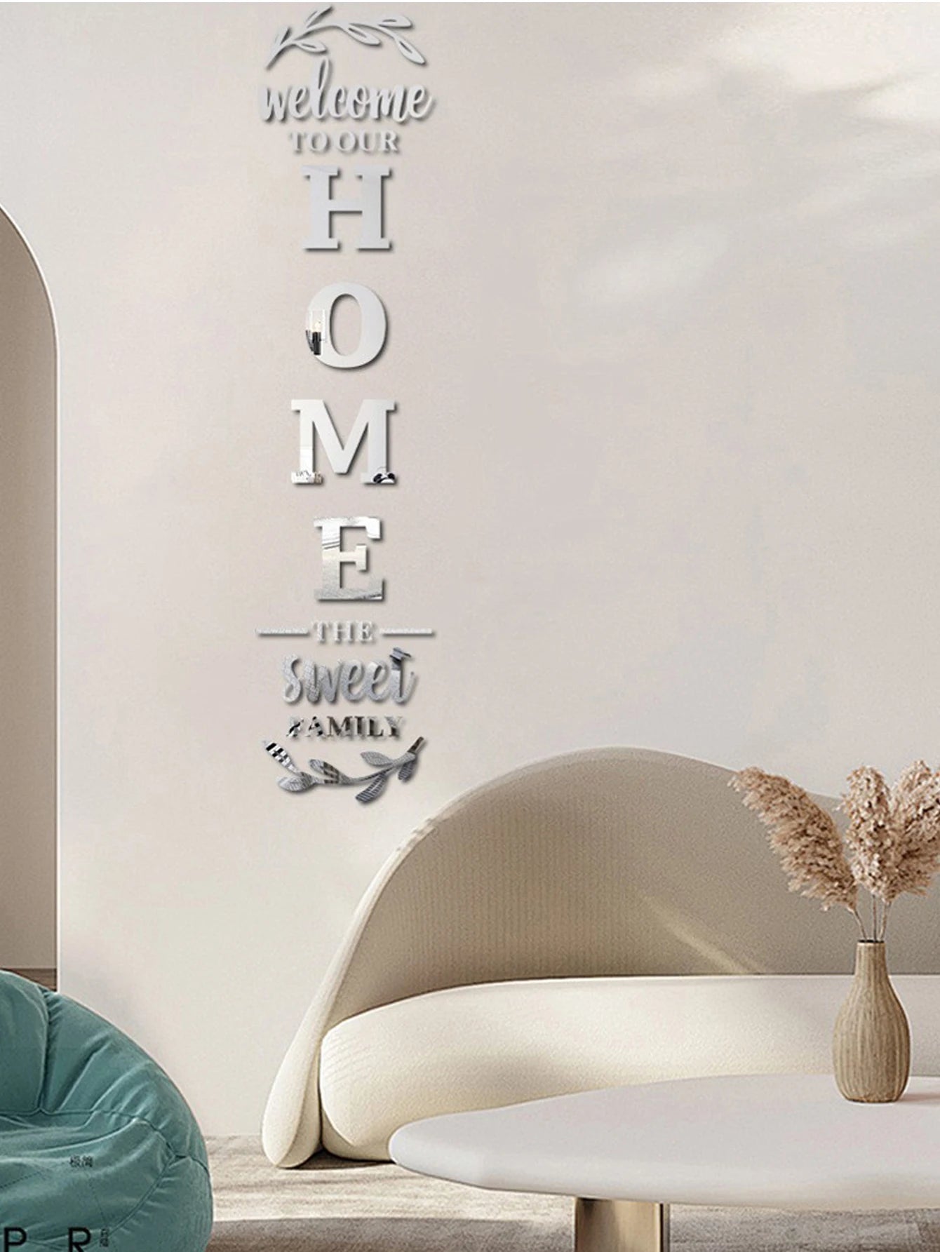 Home Family Logo 3D Mirror Wall Sticker Entrance Decoration Living Room Bedroom Home Background Wall DIY Decoration