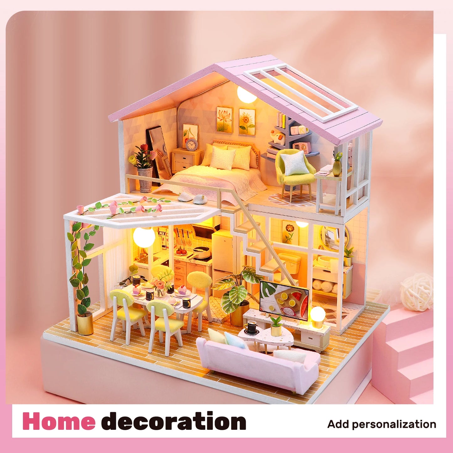 DIY Miniature Dollhouse Kit Creative Firm Wood Handmade Crafts Romantic Artwork Decorative Home Desktop Ornaments Kids Gifts