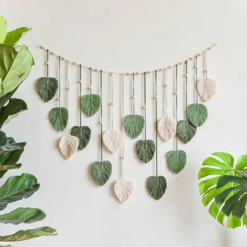 Bohemian Style Home Decor, Hemp Rope Tapestry, Hemp Rope Wallpaper, Feather Curtain, Wall Decoration, Suitable for Living Room