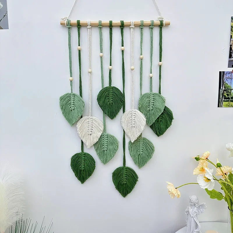 Bohemian Style Home Decor, Hemp Rope Tapestry, Hemp Rope Wallpaper, Feather Curtain, Wall Decoration, Suitable for Living Room