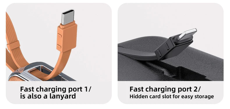 Power Bank With 2 Cables Power Bank 10000mAh Large Capacity PD Fast Charging Powerbank Rechargeable Batteries Portable Battery