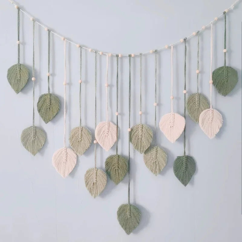 Bohemian Style Home Decor, Hemp Rope Tapestry, Hemp Rope Wallpaper, Feather Curtain, Wall Decoration, Suitable for Living Room