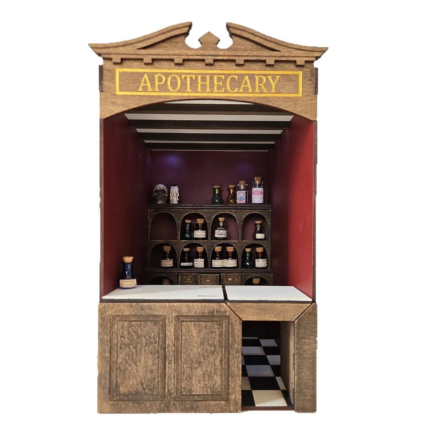 Home decoration DIY assembly bar & cafe, library, pharmacy house model wooden crafts and ornaments micro landscaping set gift