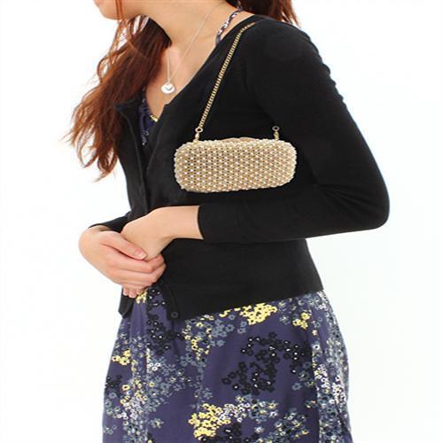 LO2377 - Gold White Metal Clutch with Top Grade Crystal in Multi Color