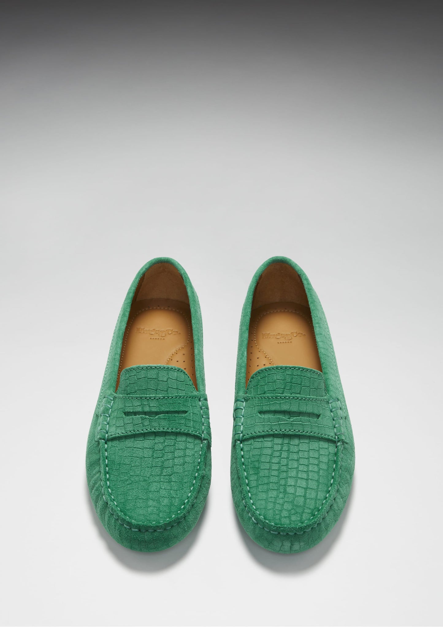 Women's Penny Driving Loafers, emerald embossed suede-3