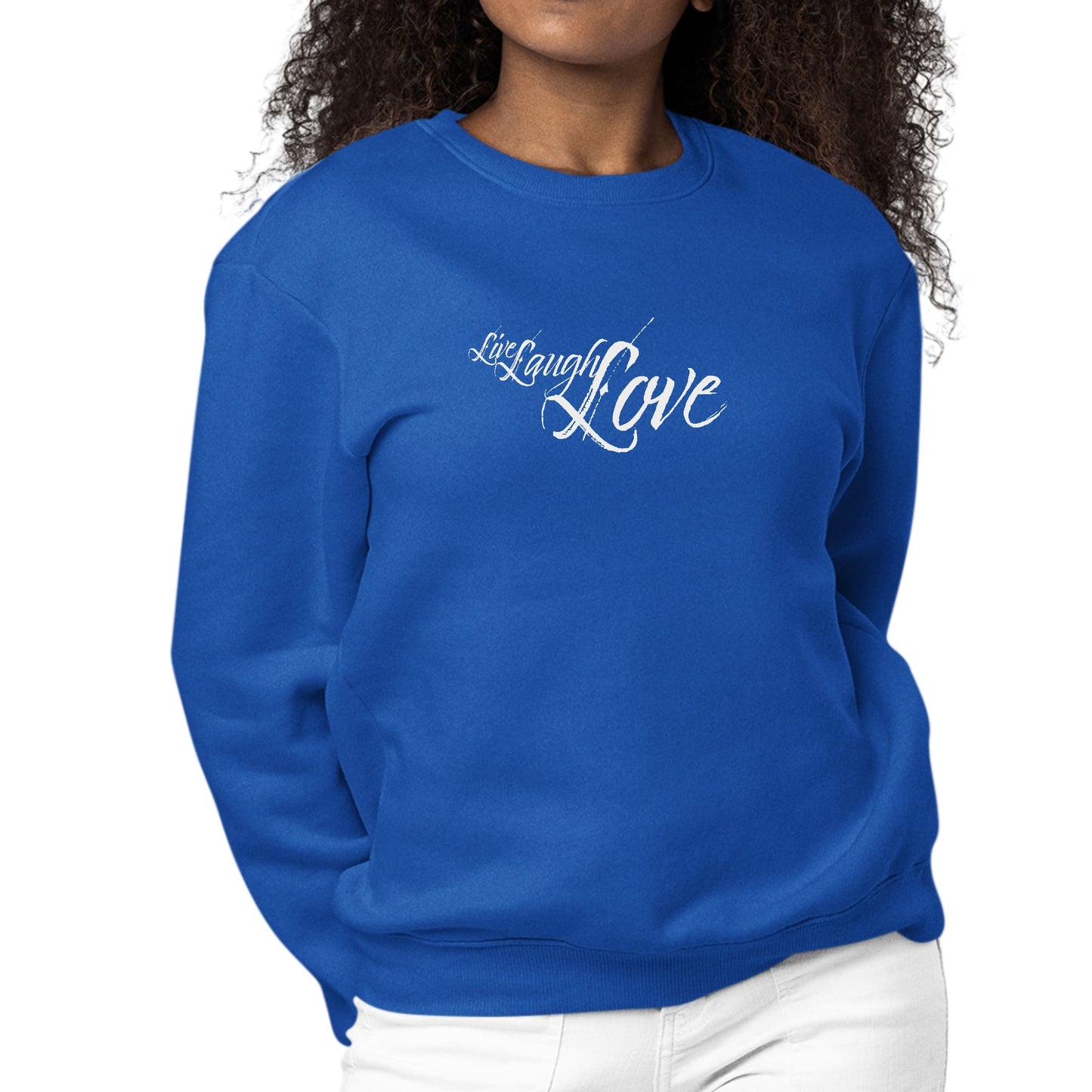 Womens Graphic Sweatshirt Live Laugh Love Light Grey-3
