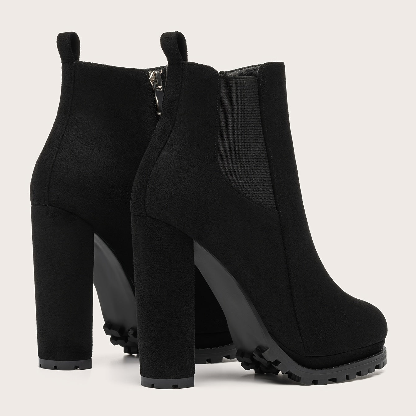 Stylish Pointed Toe Ankle Boots - Chunky Heeled, Platform, Side Zipper, Tound Toe, Comfortable Women's Footwear for Everyday Wear