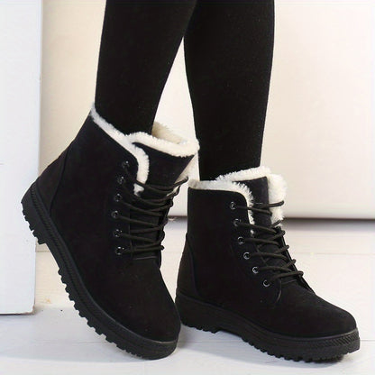 [Winter Snow Boots] Slip-Resistant & Plush Lined Women's Winter Snow Boots | PU Sole, Lace-Up Closure, Cushioned Insole - Cold Weather Boots for Everyday & Formal Outfits - Extended Sizes up to US Women's 44 (EU 43) - Black B