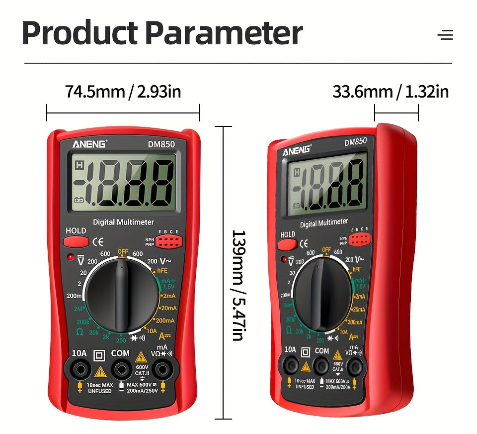 ANENG DM850 Automatic Professional Digital Multimeter 1999 Counts Auto AC/DC Votage Tester Ohm Current Ammeter Detector Tool Without battery
