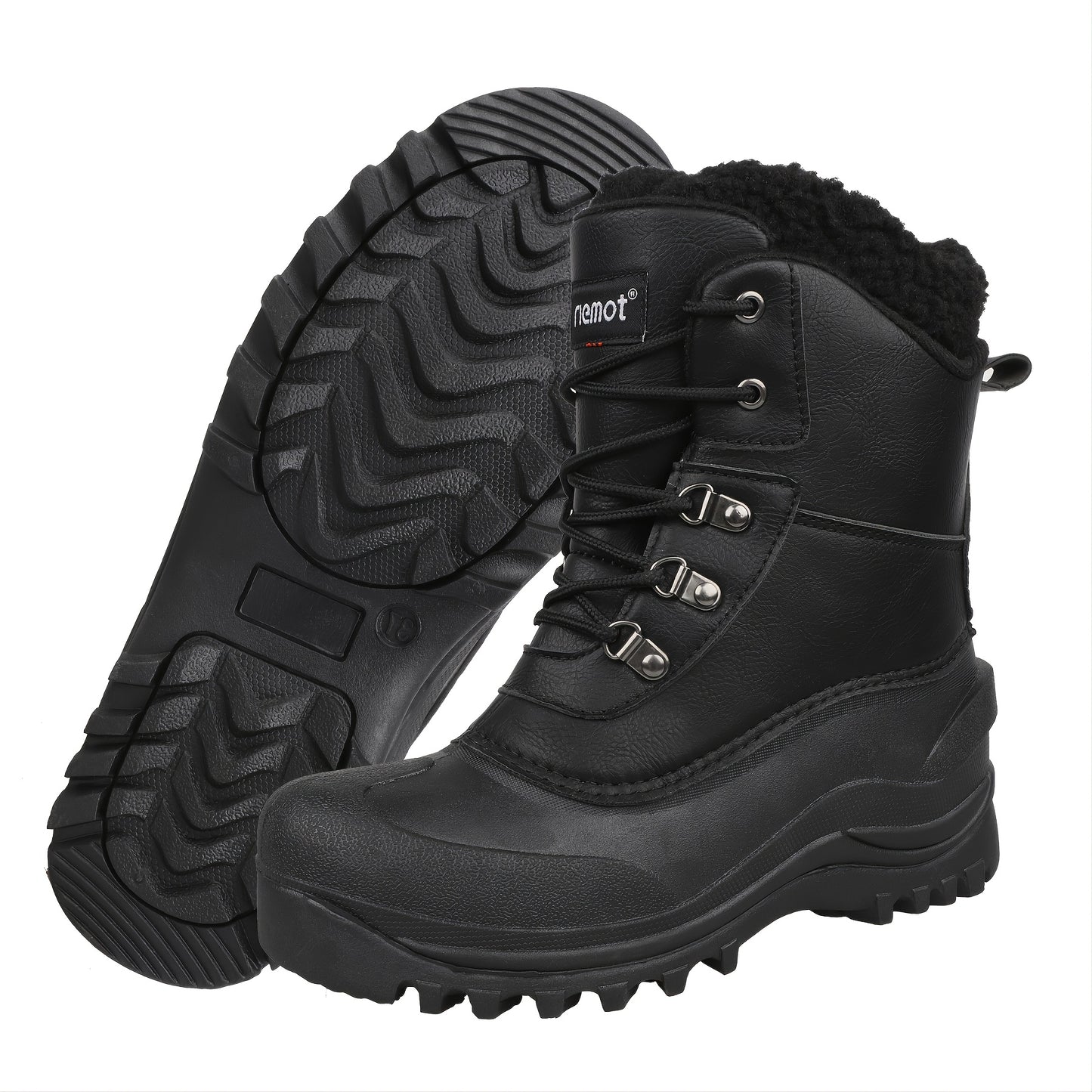 [Popular Choice] Riemot Men's High Quality Snow Boots - Durable, Non-Slip Traction Sole for Hiking, Trekking & Gardening - Warm Fleece Lined Ankle Support, Lace-Up Closure- Versatile All-Season Outdoor Footwear