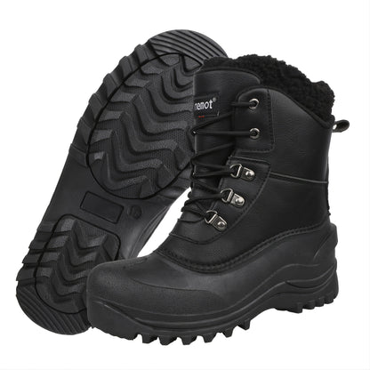 [Popular Choice] Riemot Men's High Quality Snow Boots - Durable, Non-Slip Traction Sole for Hiking, Trekking & Gardening - Warm Fleece Lined Ankle Support, Lace-Up Closure- Versatile All-Season Outdoor Footwear