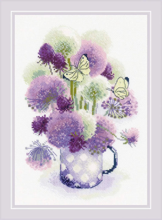 Purple Allium R1974 Counted Cross Stitch Kit-0