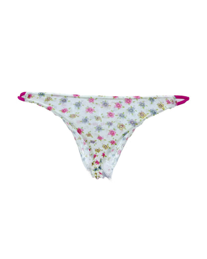 Floral String Thong with Bow and Heart Charm-1
