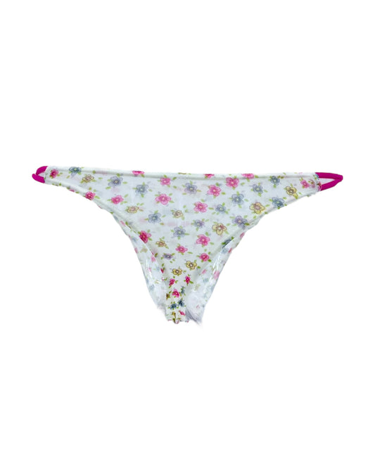 Floral String Thong with Bow and Heart Charm-1