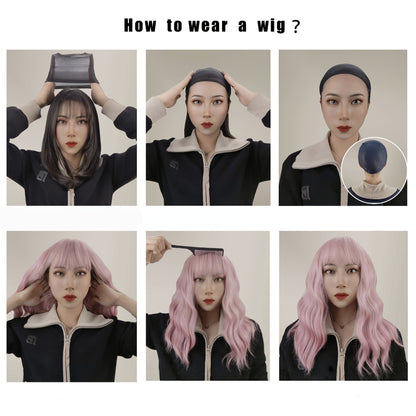 Lolita Style Long Blue Wig for Women - Heat Resistant Synthetic Straight Hair, Fantasy Cosplay & Party Wear, Black Mesh Shoulder Sleeves, Golden Chain Necklace, Perfect for Role Play & Themed Events, Cosplay Wig | Lolita Styl