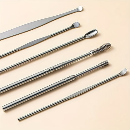 6-in-1 Stainless Steel Ear Wax Cleaner Set - Effectively Remove Ear Wax with Comfortable Ear Picks