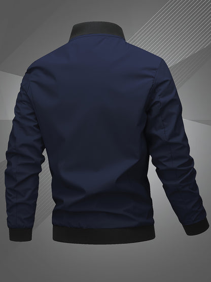 Men'S Letter Embroidered Casual Bomber Jacket