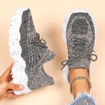 Women'S Casual Sports Sneakers, Striped Low Top Slip-On Shoes with Round Toe, Non-Slip Rubber Sole, Fabric Upper & Inner, All-Season Spring Footwear