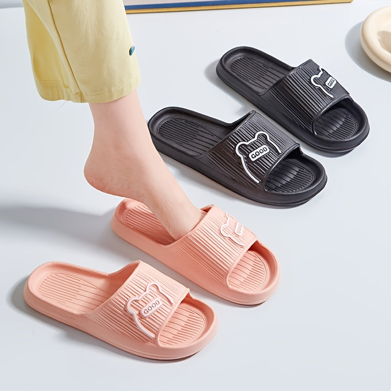 Stylish Striped Women’s Slippers - Open Toe, Comfortable & Non-Slip Indoor Shoes for All Seasons