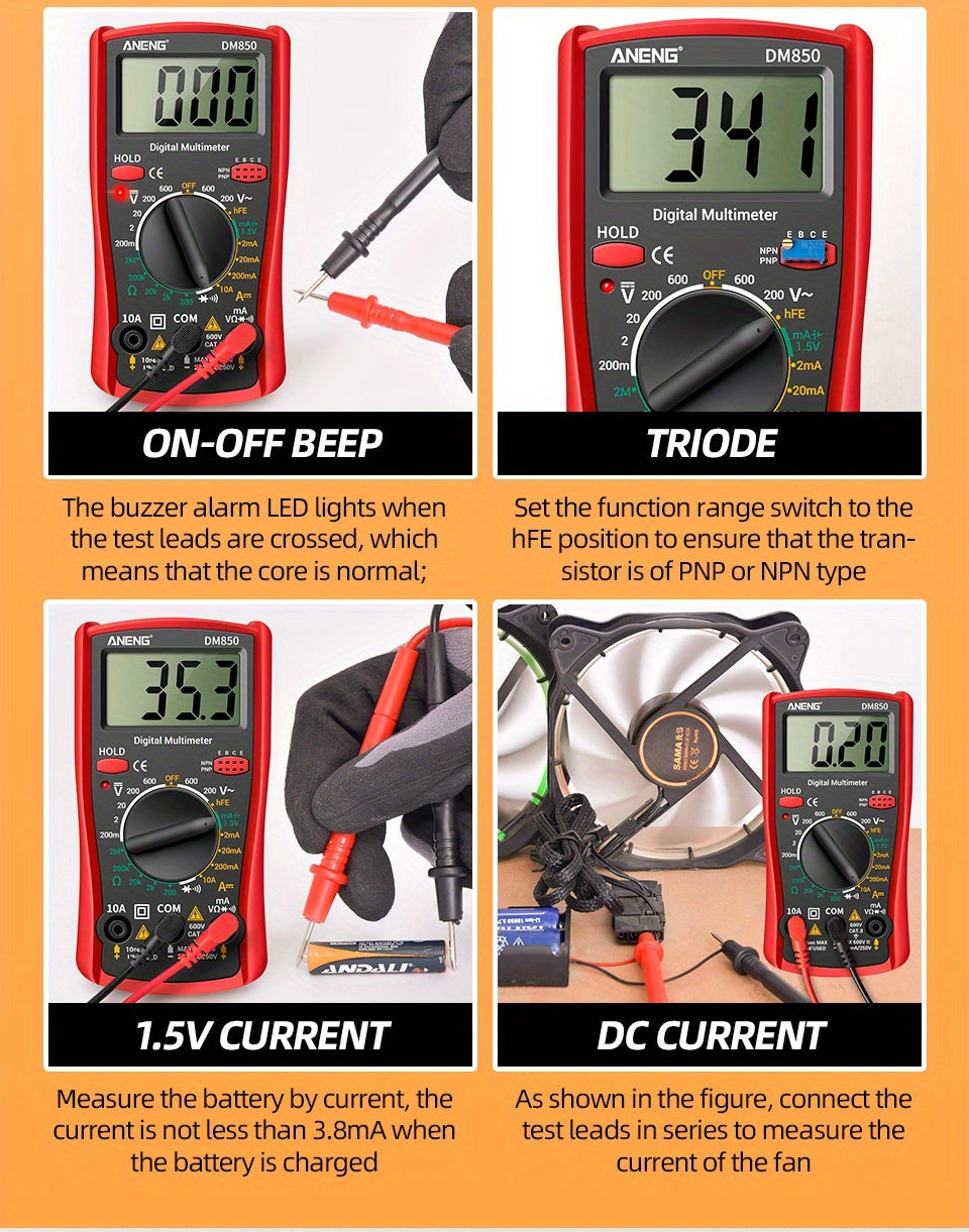 ANENG DM850 Automatic Professional Digital Multimeter 1999 Counts Auto AC/DC Votage Tester Ohm Current Ammeter Detector Tool Without battery