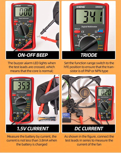 ANENG DM850 Automatic Professional Digital Multimeter 1999 Counts Auto AC/DC Votage Tester Ohm Current Ammeter Detector Tool Without battery