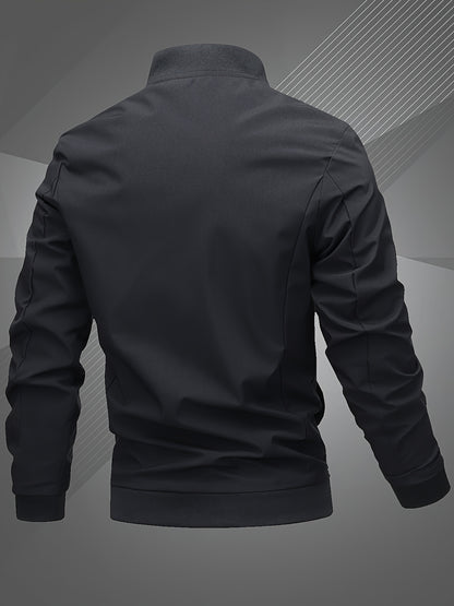 Men'S Letter Embroidered Casual Bomber Jacket