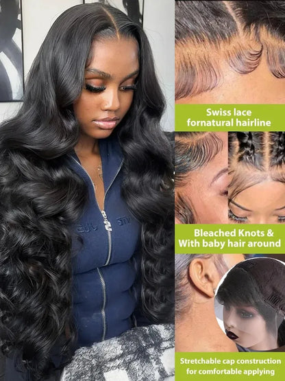 30 32 Inch Body Wave 13x6 HD Lace Frontal Wigs Human Hair Ready To Go Water Wave 13x4 Transparent Lace Front Wig For Women