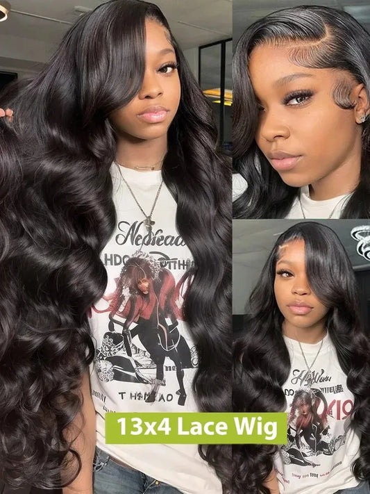 30 32 Inch Body Wave 13x6 HD Lace Frontal Wigs Human Hair Ready To Go Water Wave 13x4 Transparent Lace Front Wig For Women