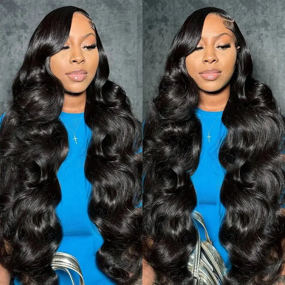 13x6 Hd Transparent Lace Frontal Wigs 100% Brazilian Human Hair Wig Loose Body Wave Black 40 Inch High Density Choice For Women