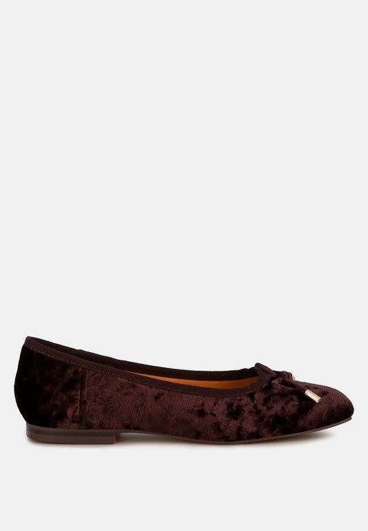 Buckrose Velvet Bow Ballerinas-0