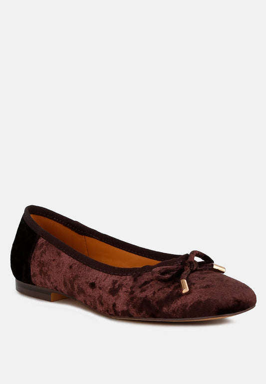 Buckrose Velvet Bow Ballerinas-1