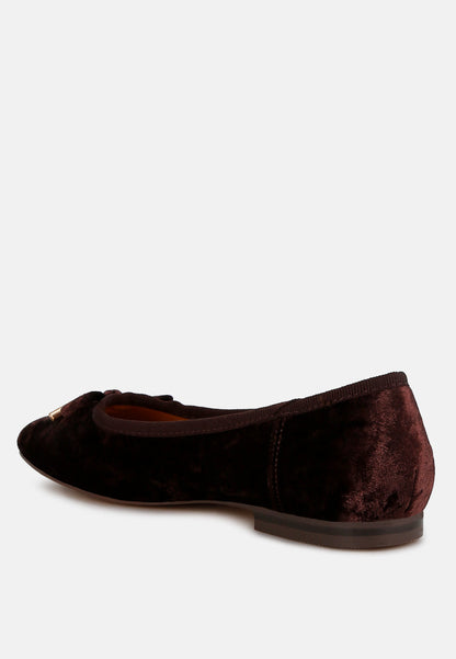 Buckrose Velvet Bow Ballerinas-2