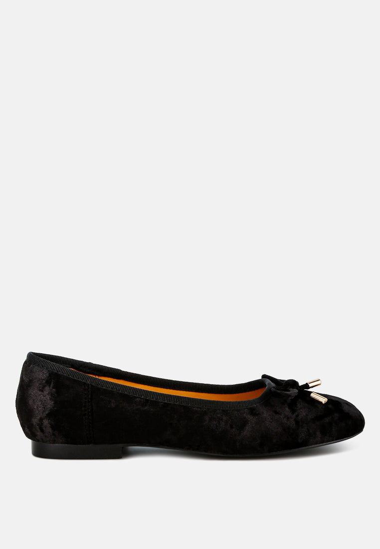 Buckrose Velvet Bow Ballerinas-5