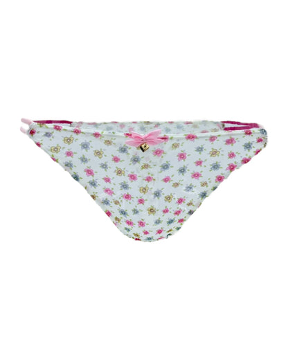 Floral String Thong with Bow and Heart Charm-2