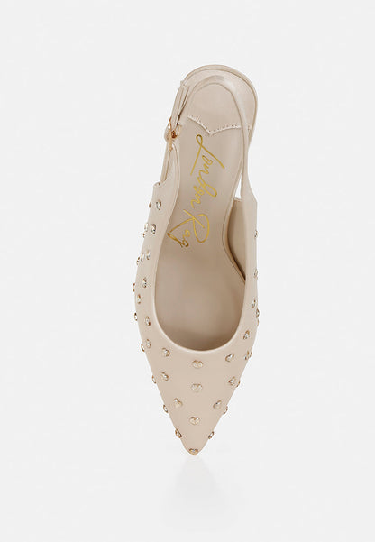 Dasavla Heart-Shaped Rhinestone Studded Slingbacks-3