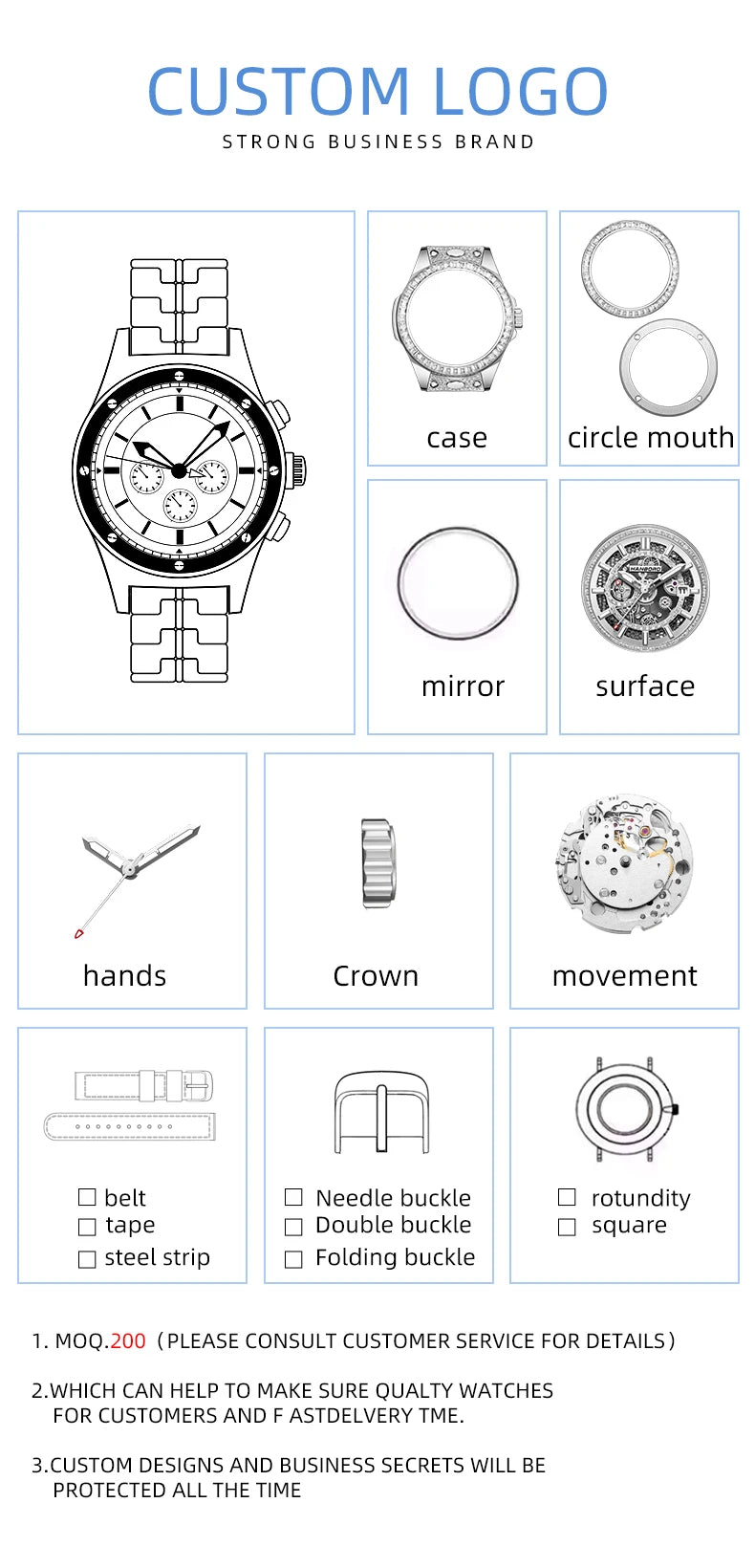 HANBORO Men's 41mm Stainless Steel Diver Mechanical Watch Fully Automatic Sapphire Case Glass Dial Window Business Style 22mm