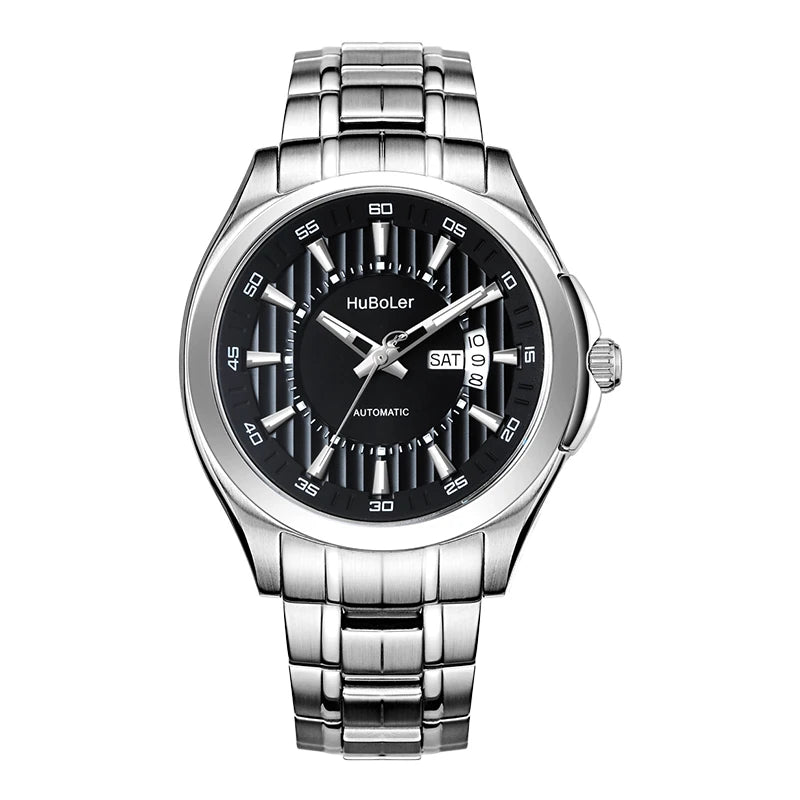 HANBORO Men's 41mm Stainless Steel Diver Mechanical Watch Fully Automatic Sapphire Case Glass Dial Window Business Style 22mm
