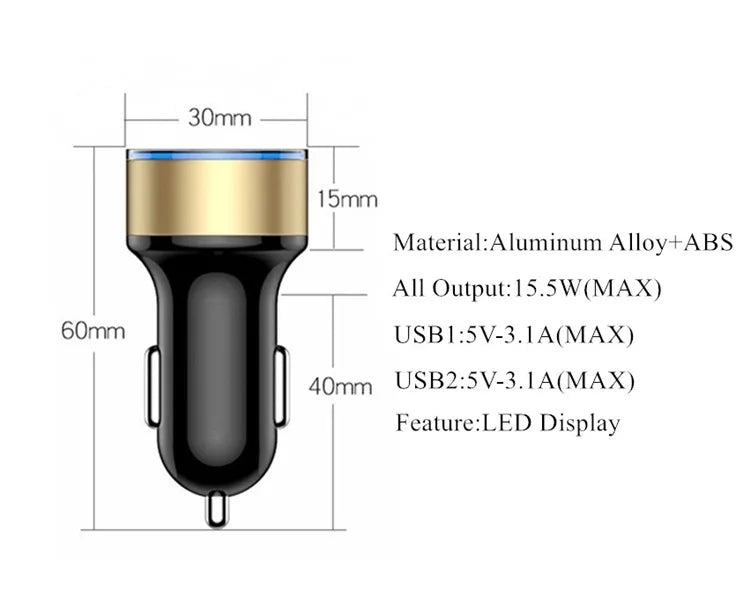 3.1A Dual USB Mobile Phone Car Charger For iPhone 12 11 Pro XS Max 8 7 Plus Xiaomi Mi Poco M3 X3 NFC Fast Charging Phone Adapter