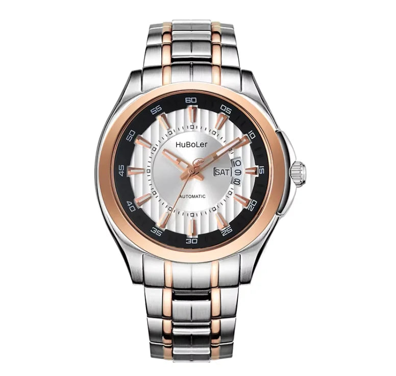 HANBORO Men's 41mm Stainless Steel Diver Mechanical Watch Fully Automatic Sapphire Case Glass Dial Window Business Style 22mm