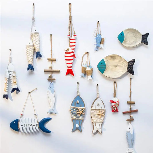 Decor Wall Hanging Mediterranean Wooden Home Decoration Decorations Beach Ornaments Vintage Nautical Bathroom Shells Net Wood